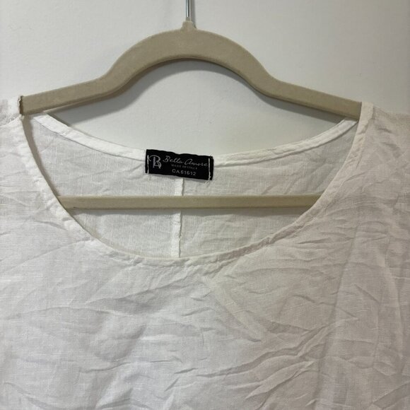 BELLA AMORE 100% Linen Made in Italy Summer Blouse in white size ?XL - Picture 5 of 13